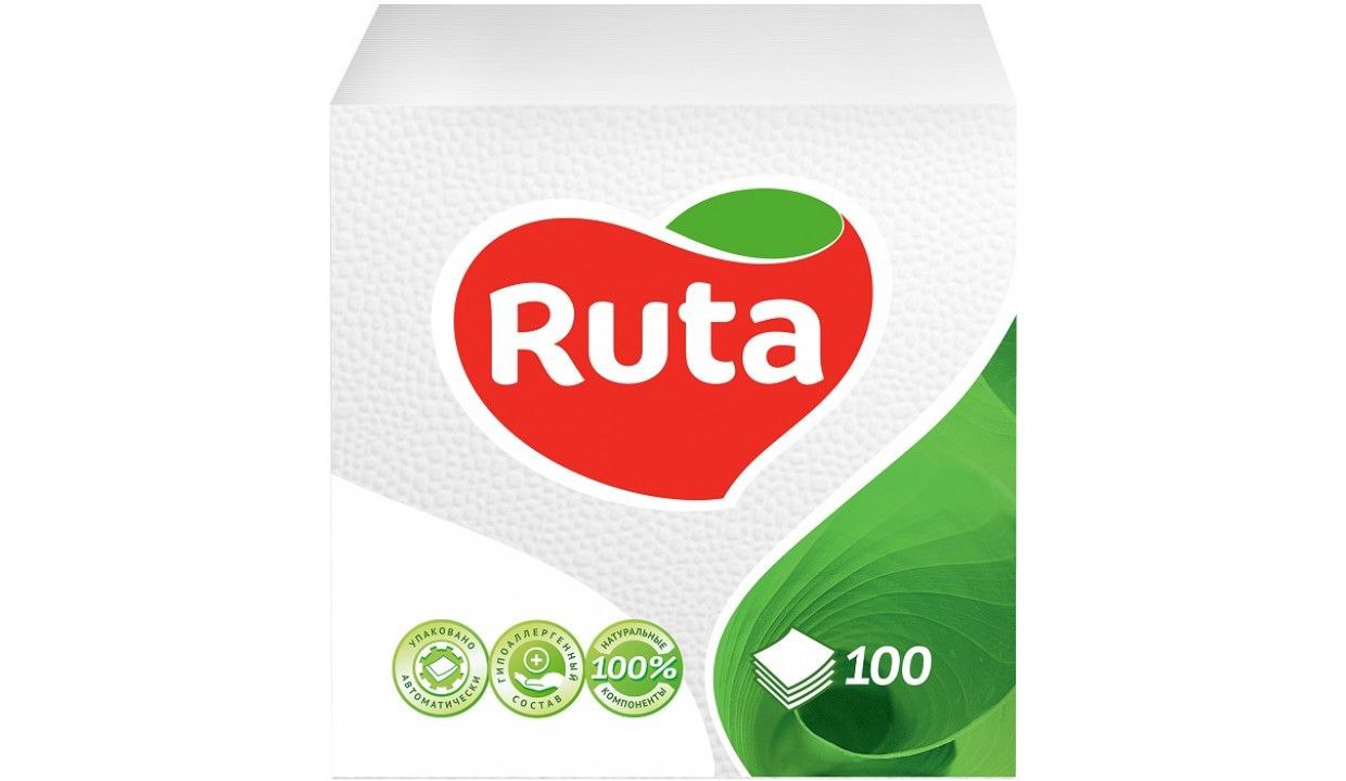 Серветки Ruta 33х33 1-шар білі 100л/уп